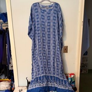 Bali Queen Blue Printed caftan cover up one size NWT